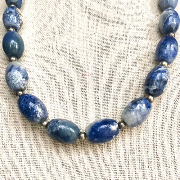 Vintage Genuine Lapis Lazuli Large Beaded Necklace 20” - Picture 2 of 5
